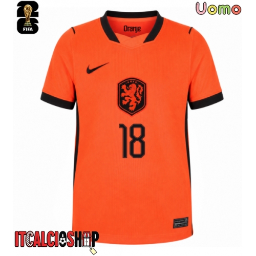 Paesi Bassi Donyell Malen #18 Prima Maglia Mondiali 2026 Manica Corta